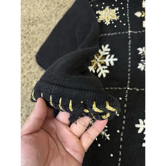 LANE BRYANT Holiday Knit Cardigan Sweater Christmas Festive Heavily Beaded 26/28 - Picture 7 of 9